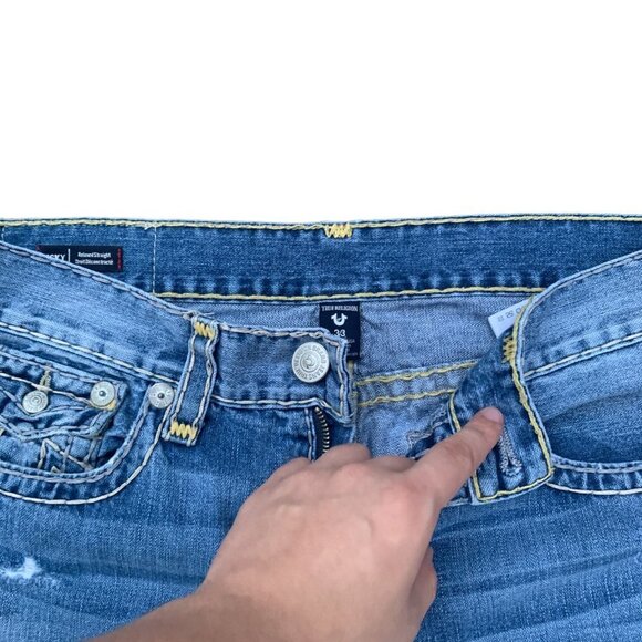 True Religion Jeans Size 33 RICKY FLAP T Blue - Picture 9 of 10
